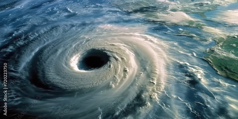 Hurricane Florence over Atlantics. Satellite view. Super typhoon over the ocean. The eye of the hurricane. The atmospheric cyclone.View from outer space 