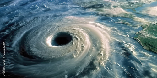 Hurricane Florence over Atlantics. Satellite view. Super typhoon over the ocean. The eye of the hurricane. The atmospheric cyclone.View from outer space 