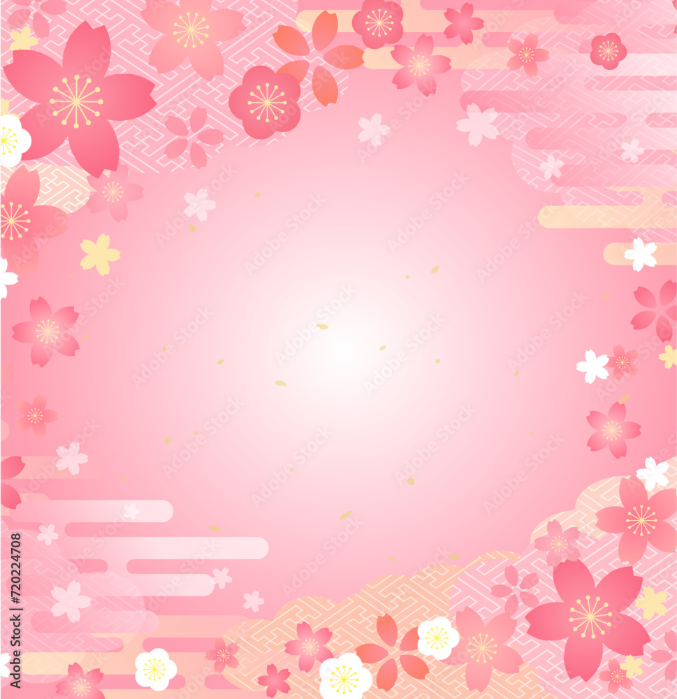 桜のイラストが美しい春の背景デザイン