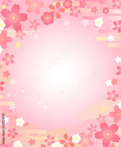 桜のイラストが美しい春の背景デザイン