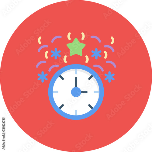 New Year Clock icon vector image. Can be used for New Year.