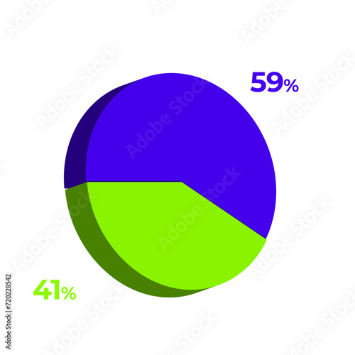 41 59 percentage 3d pie chart vector illustration eps