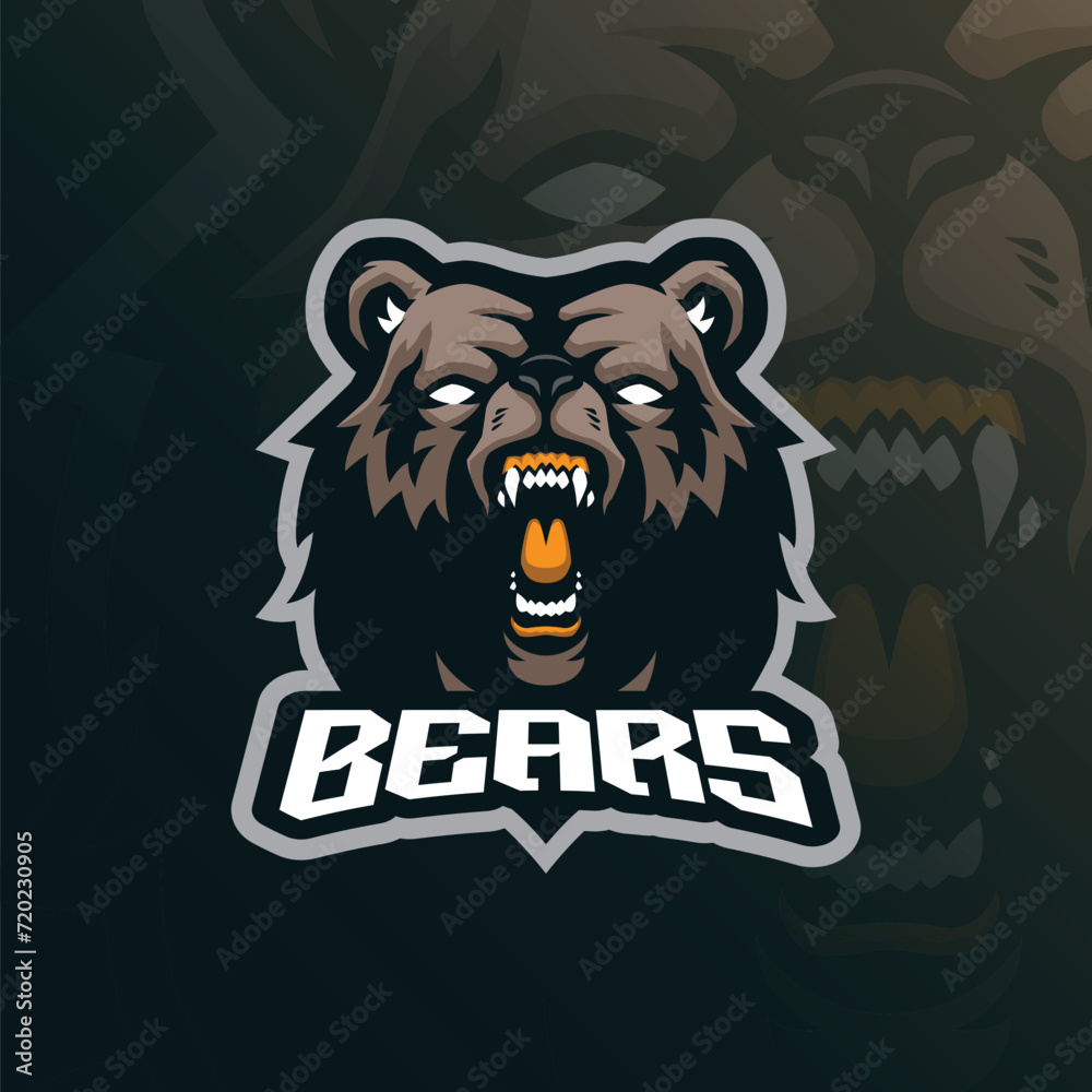 Bears mascot logo design vector with modern illustration concept style for badge, emblem and t shirt printing. Bear head illustration for sport an esport team. Bears mascot logo design vector with modern illustration concept style for badge, emblem and t shirt printing. Bear head illustration for sport an esport team.