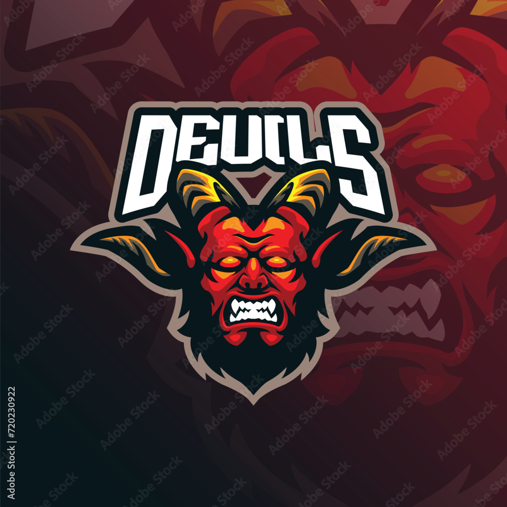 Devils mascot logo design vector with modern illustration concept style for badge, emblem and t shirt printing. Devils head illustration for sport an esport team.
