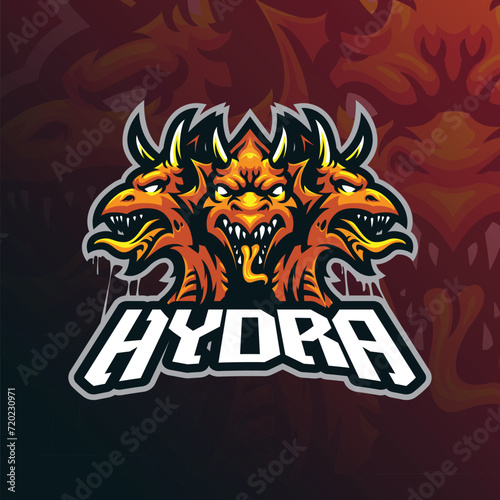 Hydra mascot logo design vector with modern illustration concept style for badge, emblem and t shirt printing. Angry hydra illustration for sport and esport team.