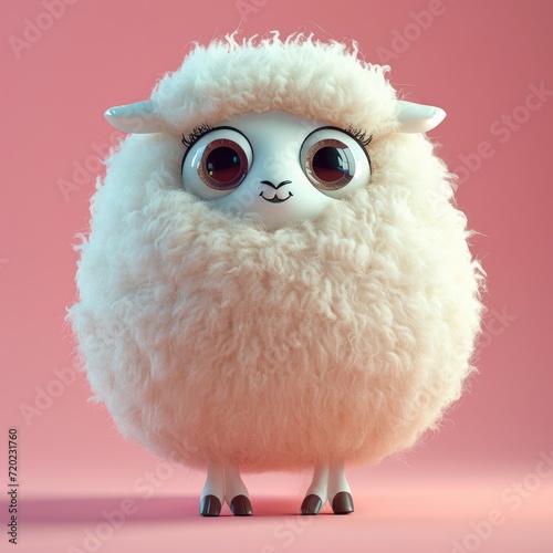 3D cartoon style illustration of a fluffy sheep