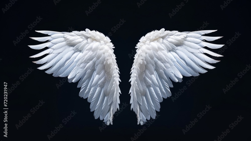 Obraz premium A majestic bird spreads its snowy wings, gracefully soaring through the wintry sky