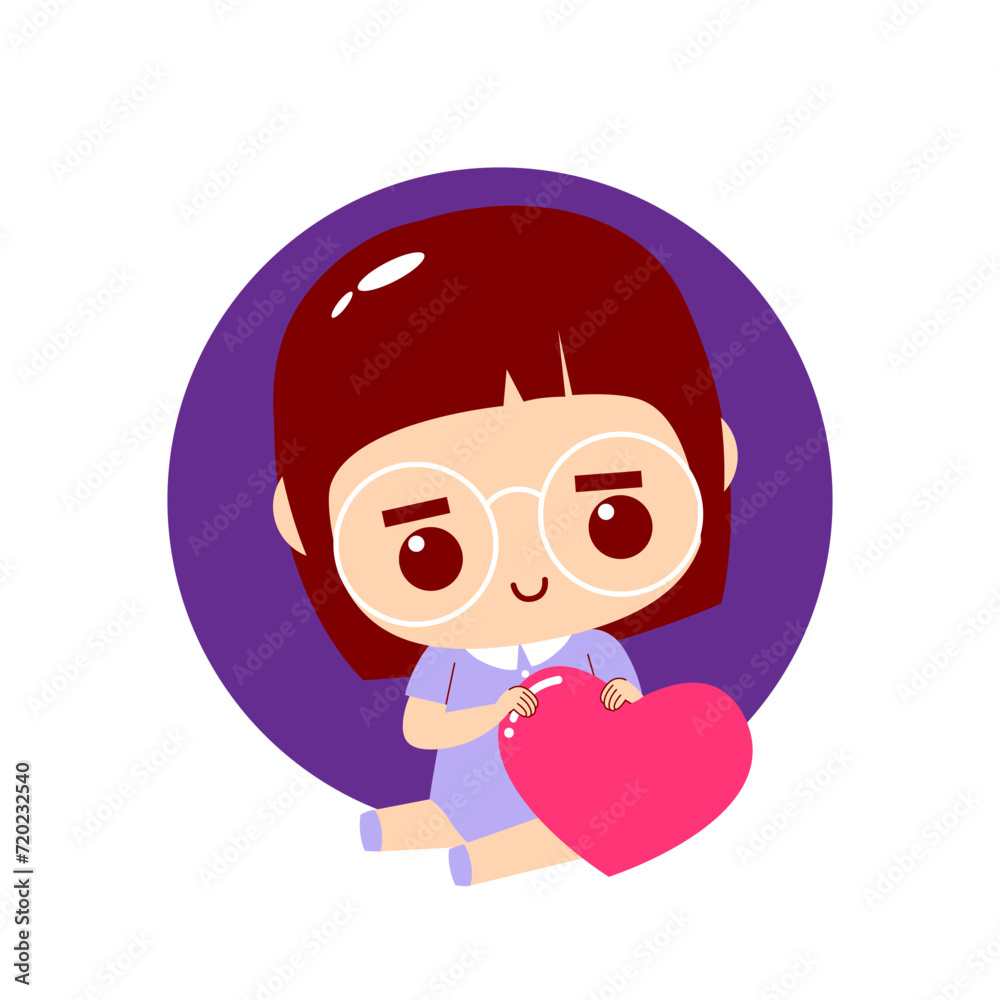 Cute girl holding heart with love