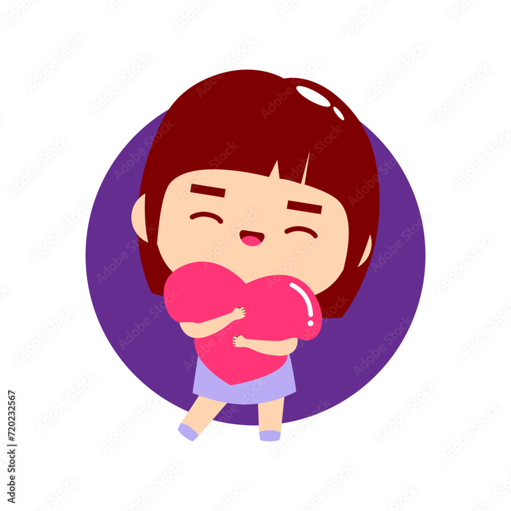 Cute girl holding heart with love Cute girl holding heart with love