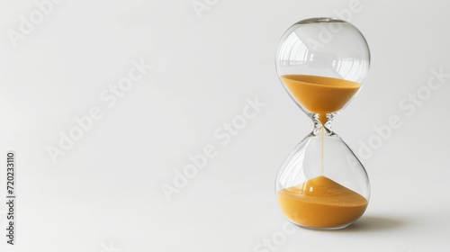 Captivatingly timeless, an indoor hourglass filled with vibrant orange sand evokes a sense of urgency and nostalgia