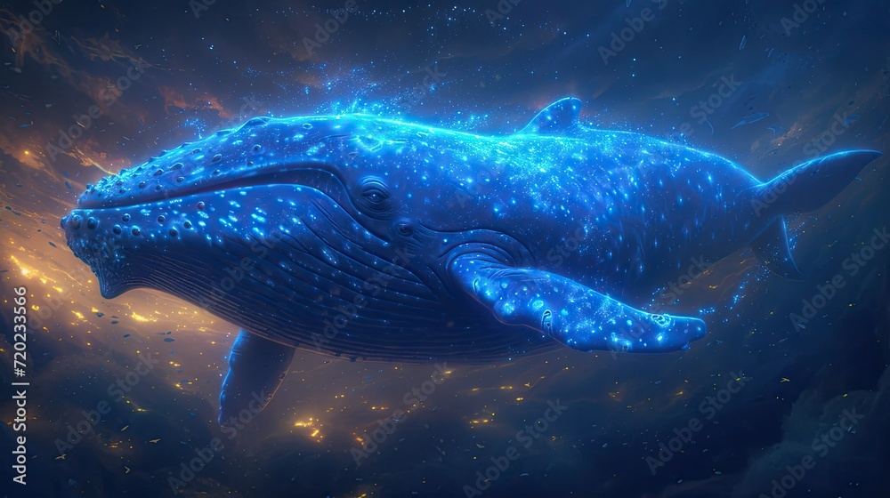 cartoon style, blue whale