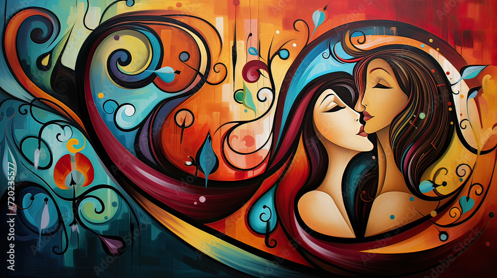 Whimsical Love Swirls Abstract Couples Delight Background Ai Generative