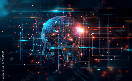 Digital Brain Concept: Futuristic Illustration of Human Mind