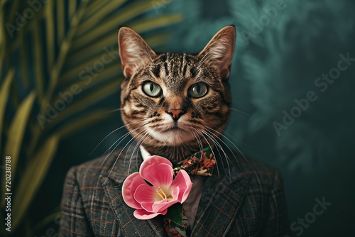 Business cat wearing suit, Ragdoll cat kitten isolated, dvertisement, surreal surrealism, in glam fashionable couture high end outfits isolated Creative animal concept