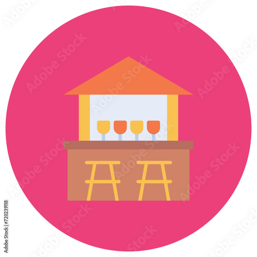 Beach Bar icon vector image. Can be used for Summer.
