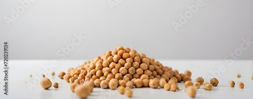 Many chickpeas on a white table, white background