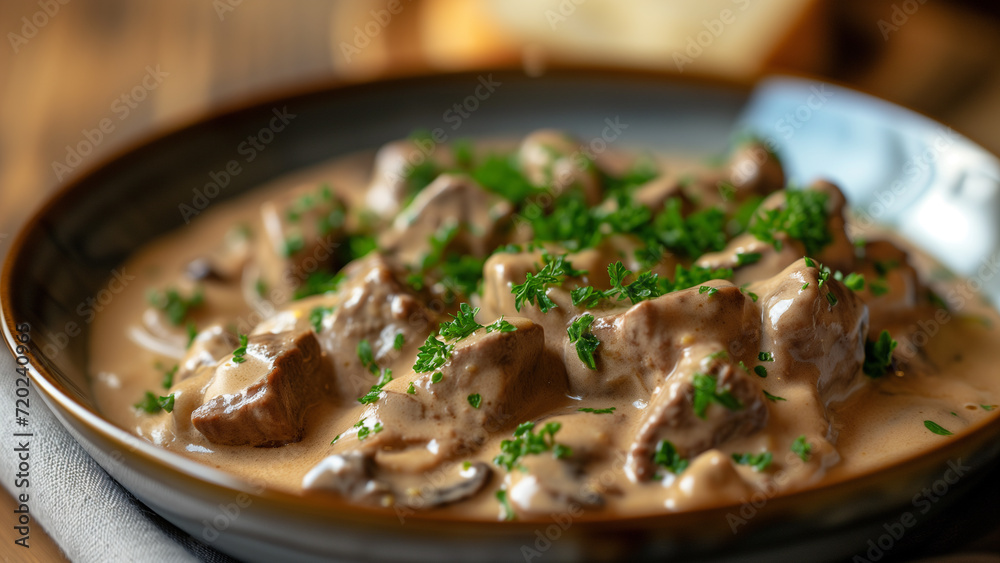 Dinner Delight: A Hearty Serving of Beef Stroganoff Dinner Delight: A Hearty Serving of Beef Stroganoff