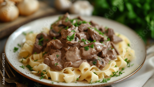 Dinner Delight: A Hearty Serving of Beef Stroganoff