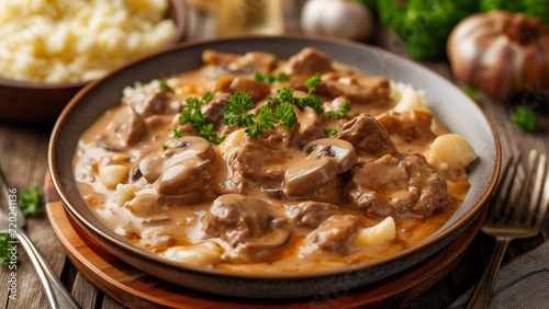 Dinner Delight: A Hearty Serving of Beef Stroganoff