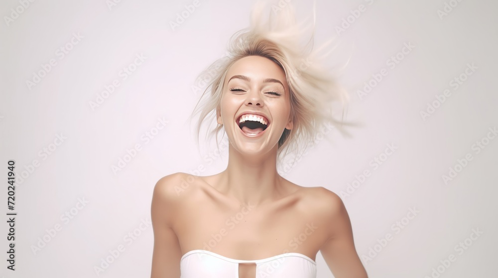 A happy girl feel Orgasm concept against a bright light background. Generative AI. A happy girl feel Orgasm concept against a bright light background. Generative AI.