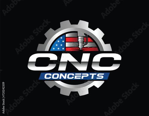 American CNC Business logo Design Template