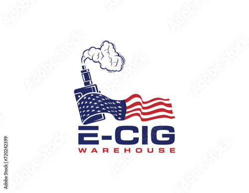 American Flag Electronic Vaporizer Business Logo Design Template