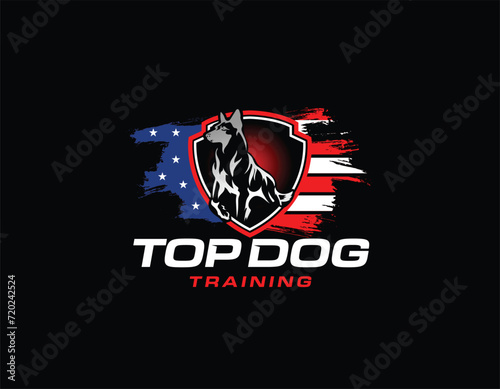 American Guard Dog Training Logo Design Template