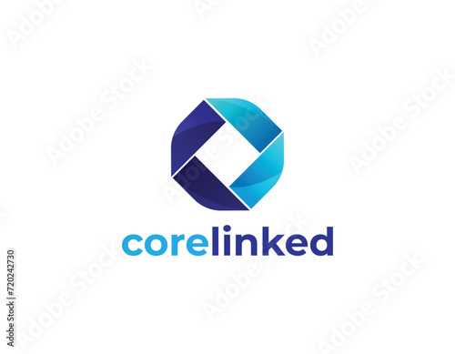 Free Download Blue Linked Hexagonal Technology Logo Design Template - GFXLoad