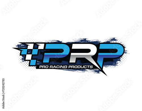 Blue PRP Racing Flag Logo Design Template