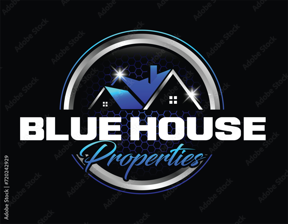 Blue Real Estate Business Home Logo Design Template