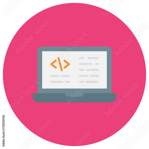 Laptop Coding icon vector image. Can be used for Web Hosting.