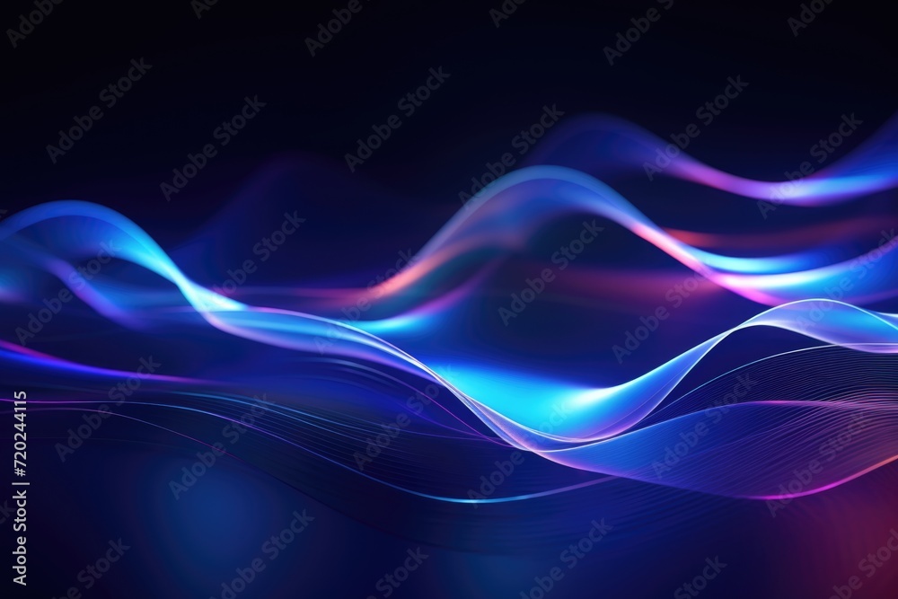 Abstract wave technology background with blue light digital effect