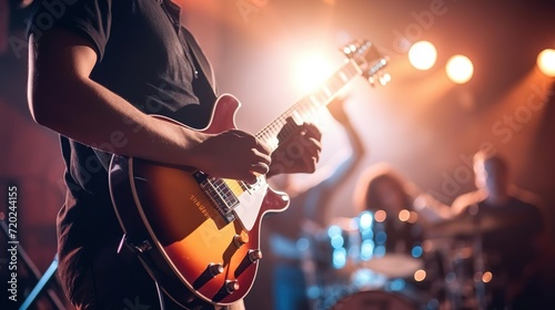 Canvas Print Close up of guitarist