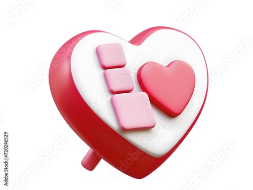 3D Love Icon  3D Rendering Love icon  3D Heart  Valentine Love
