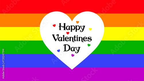 Free Download LGBT Valentines Day Card. Happy Valentines Day lettering on Pride Rainbow background. 14th of February - GFXLoad