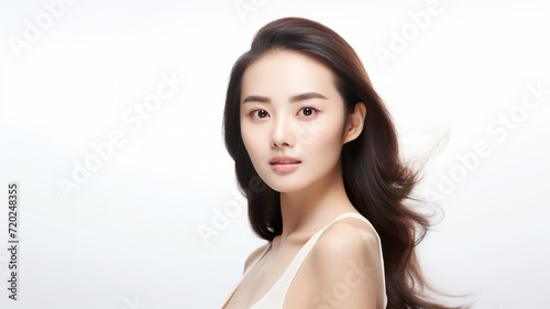 Asian woman for skincare products. Fresh face beautiful.