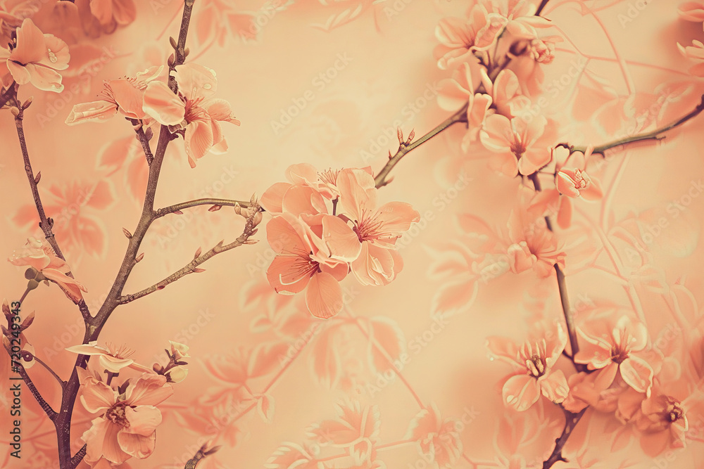 Peach Blossom Dream: Delicate Flowers on Warm Background