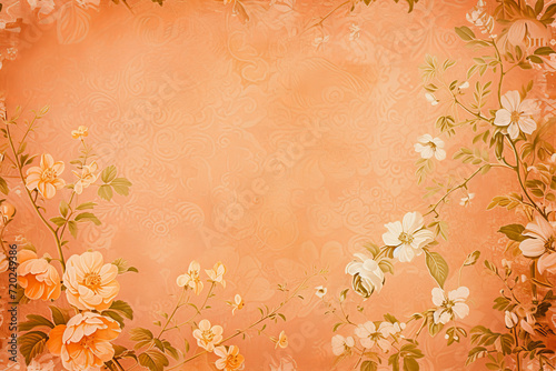 Peach Paradise  Floral Elegance on Ornate Background