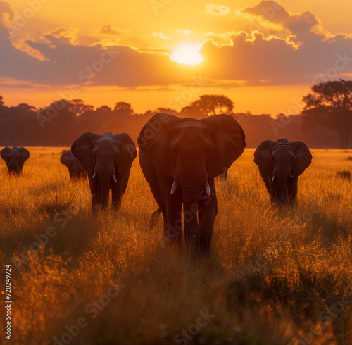 Sunset March of the Elephants