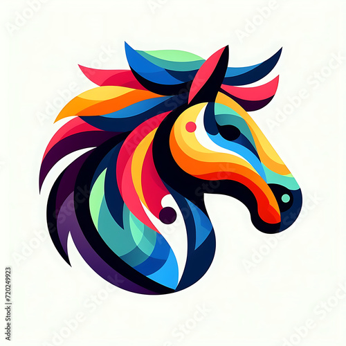 flat vector logo of "horse" ,horse logo ,horse illustration ,colorful horse