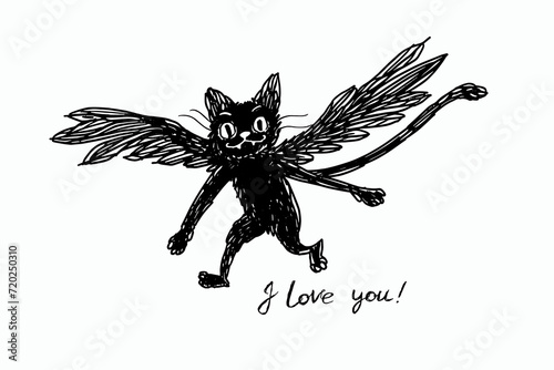 Cat  Love I love you darling sweet charm kiss your heart Happy Valentine s Day