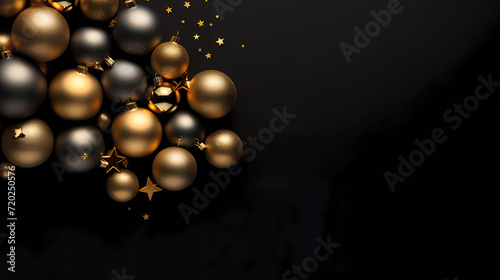 Luxurious Christmas balls on glowing bokeh background, Christmas and New Year minimalistic background