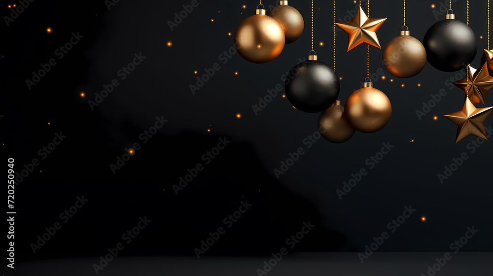 Luxurious Christmas balls on glowing bokeh background, Christmas and New Year minimalistic background