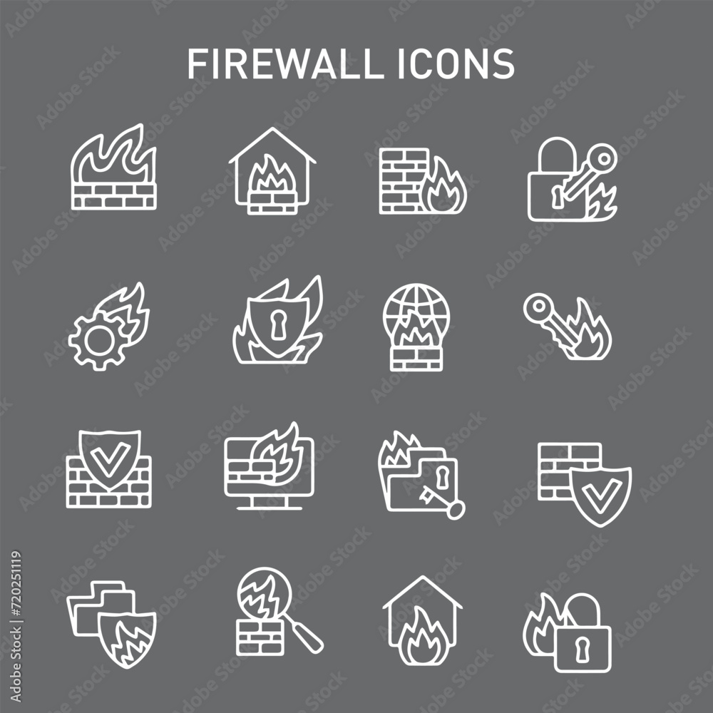 set of firewall vector icons