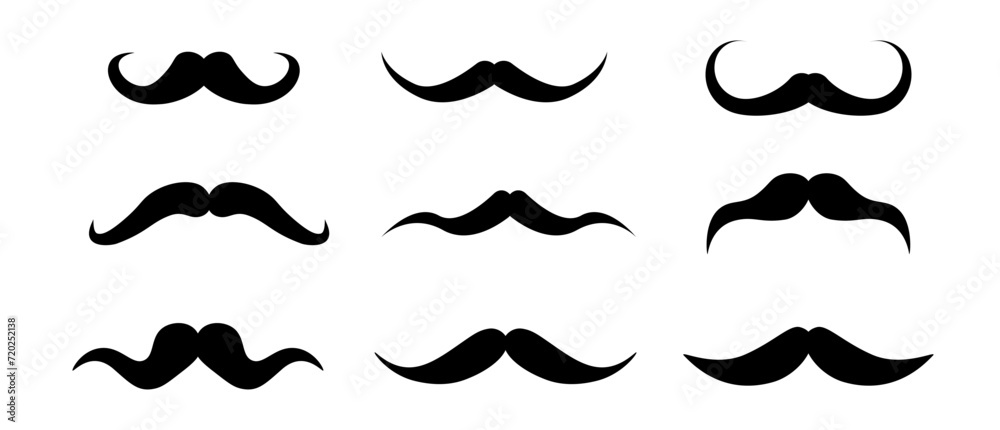Moustache vector icon. Whisker icons set. Flat black moustache icon collection. Vector graphic Moustache vector icon. Whisker icons set. Flat black moustache icon collection. Vector graphic