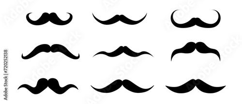Moustache vector icon. Whisker icons set. Flat black moustache icon collection. Vector graphic
