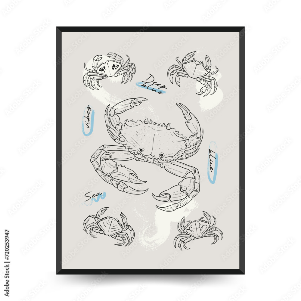 Underwater world, ocean, sea, fish and shells vertical flyer or poster template. Modern trendy Matisse minimal style. Underwater world, ocean, sea, fish and shells vertical flyer or poster template. Modern trendy Matisse minimal style.