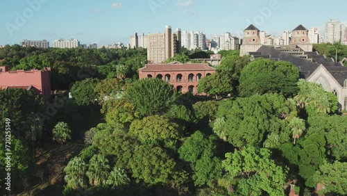 Flying towards Fort Santo Domingo, Tamsui District, Taipei City, Aerial Forward