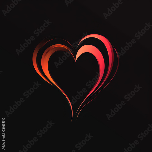 Elegant Red Neon Heart on Dark Background 