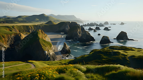 Sunny landscape view of the...